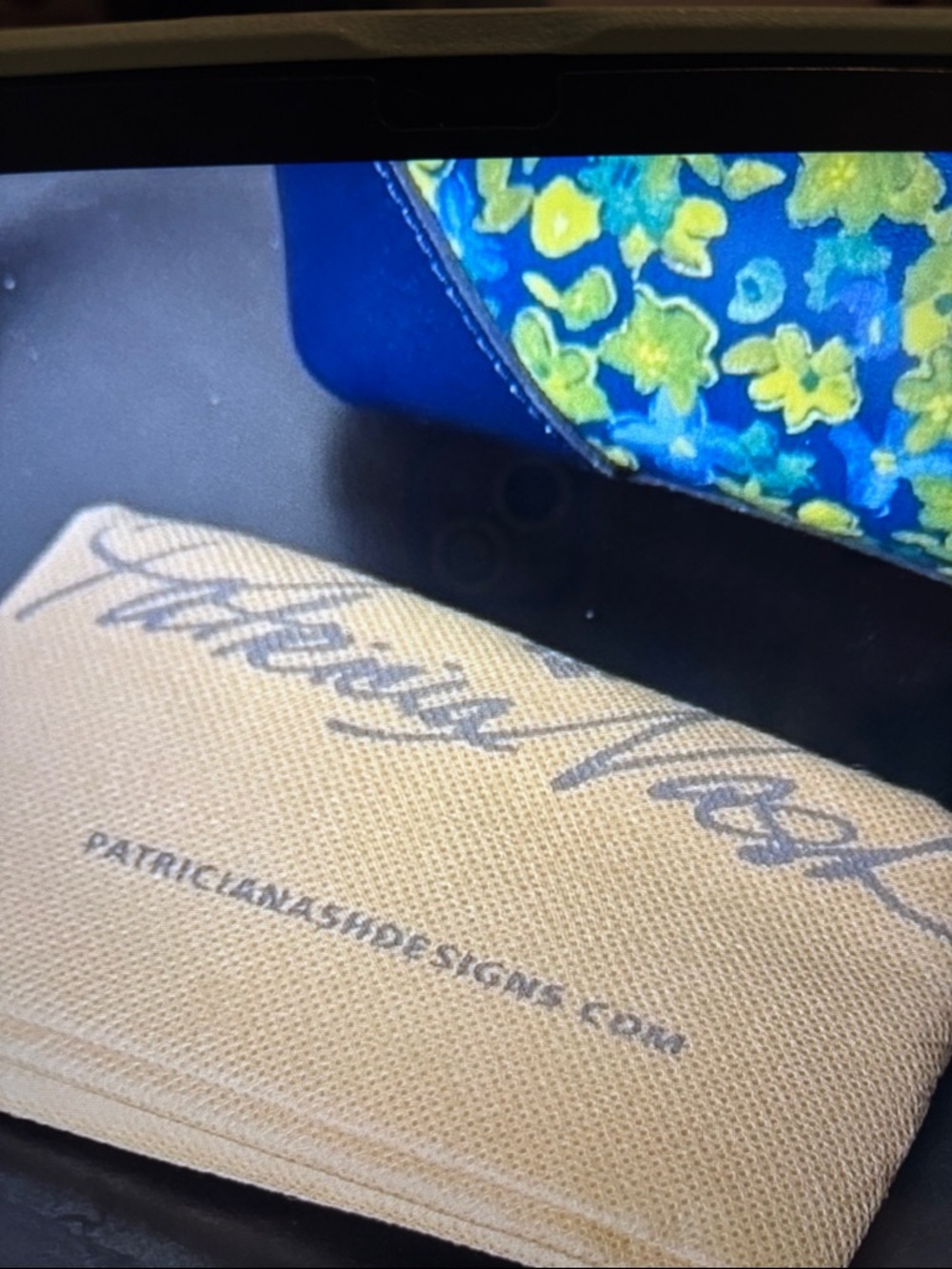 Patricia Nash Blue Floral Crossbody Bag with Yellow Accents - Picture 4 of 12